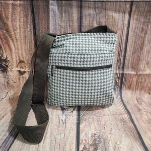 Thirty One Grey Houndstooth Wool/Poly Crossbody Bag Shoulder Adjustable Strap